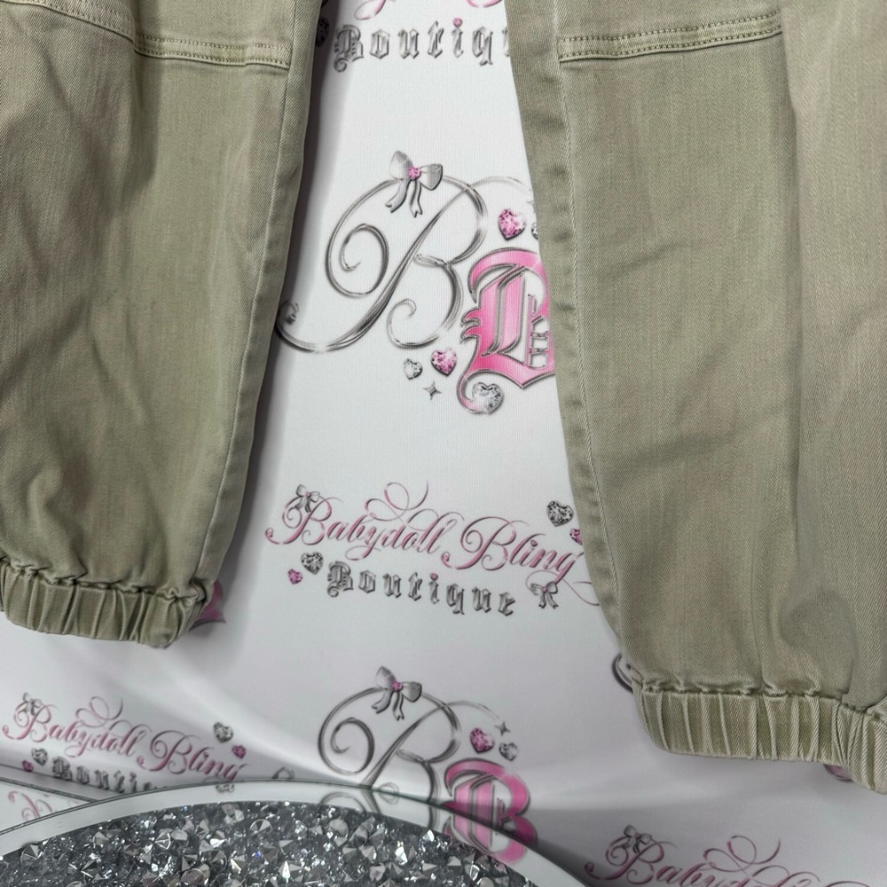 Michael kors cargo pants green olive military pockets zippers gold hardware - Picture 7 of 15